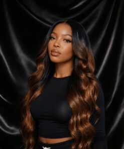Alternative view of Empress Curls| Luxury Body Wave Curl Wig Donor Hair Ombre Copper Brown 13x4 Full Frontal Wig 300g 28Inch